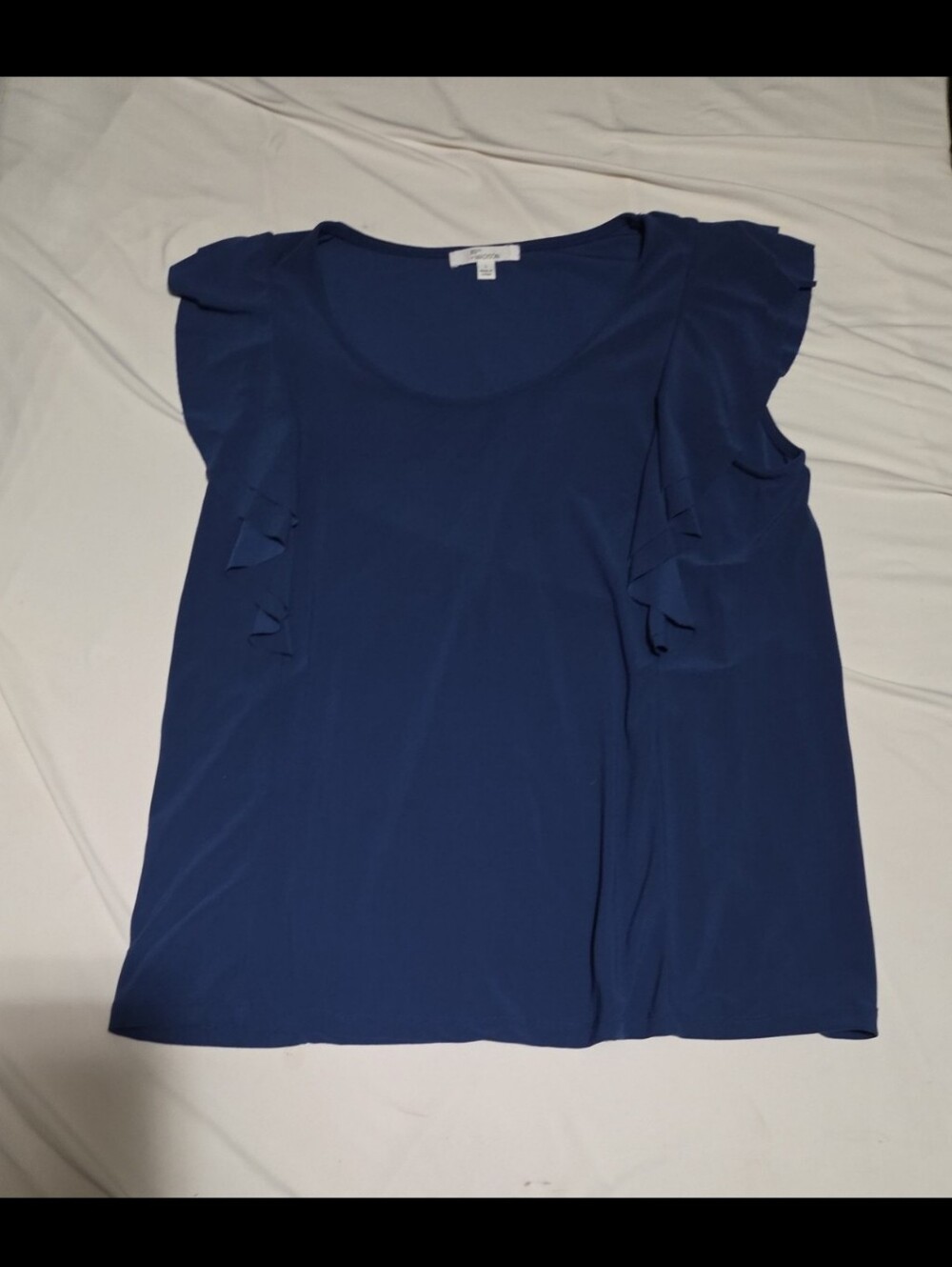 89th madison women's large blue ruffle blouse #30